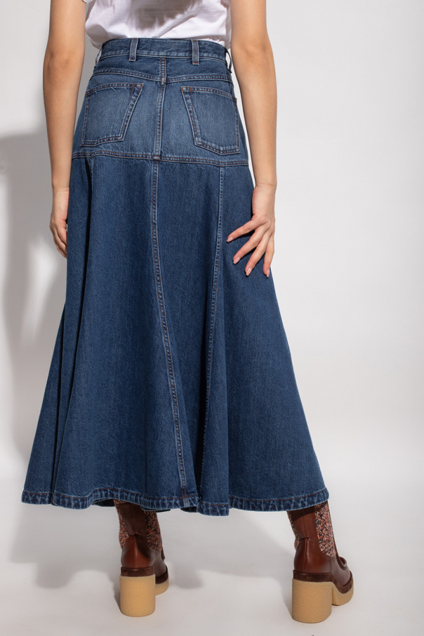 デニム・ジーパン CHLOE' DENIM SKIRT Chloé Knee Length Skirt In Denim | Chloé US